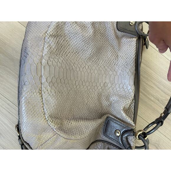 Coach Snakeskin Embossed Satchel, Gray Sage Python Print - Picture 9 of 11